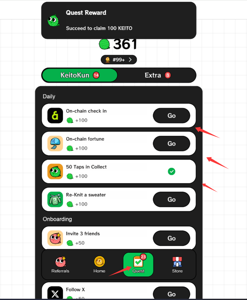 LINE 和 Kaia 生态中的游戏化平台KeitoKun 开启积分活动，未来可兑换 $KEITO 代币空投！