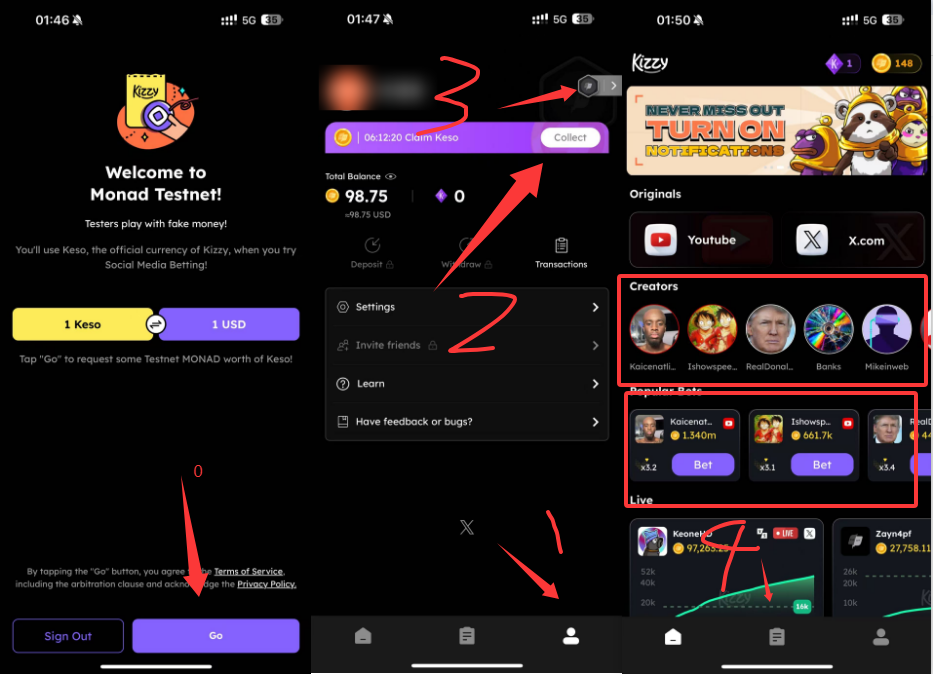 Monad 生态项目之：社交媒体投注平台Kizzy