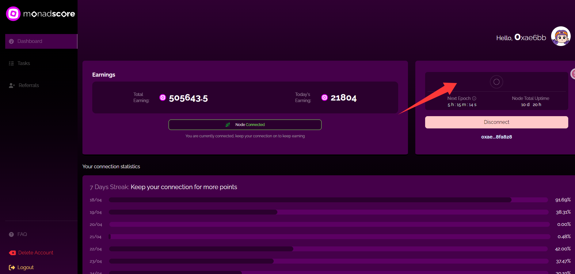 Monad 生态项目之:MonadScore 挂机